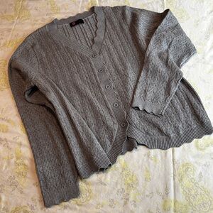 Gray V-Neck Cardigan Sweater Size 2XL